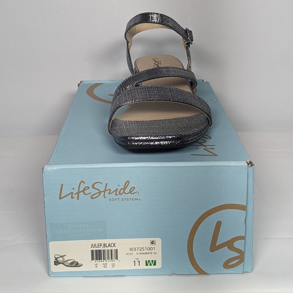 NEW Life Stride Womens Julep Ankle Strap Sandal Heeled Sandal Sz 11 Wide silver - Picture 4 of 4